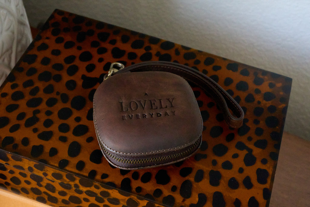 Small Square Leather Zipper Pouch Wristlet (IMPERFECT)