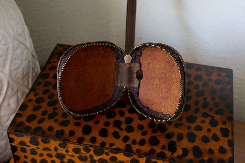 Small Square Leather Zipper Pouch Wristlet (IMPERFECT)