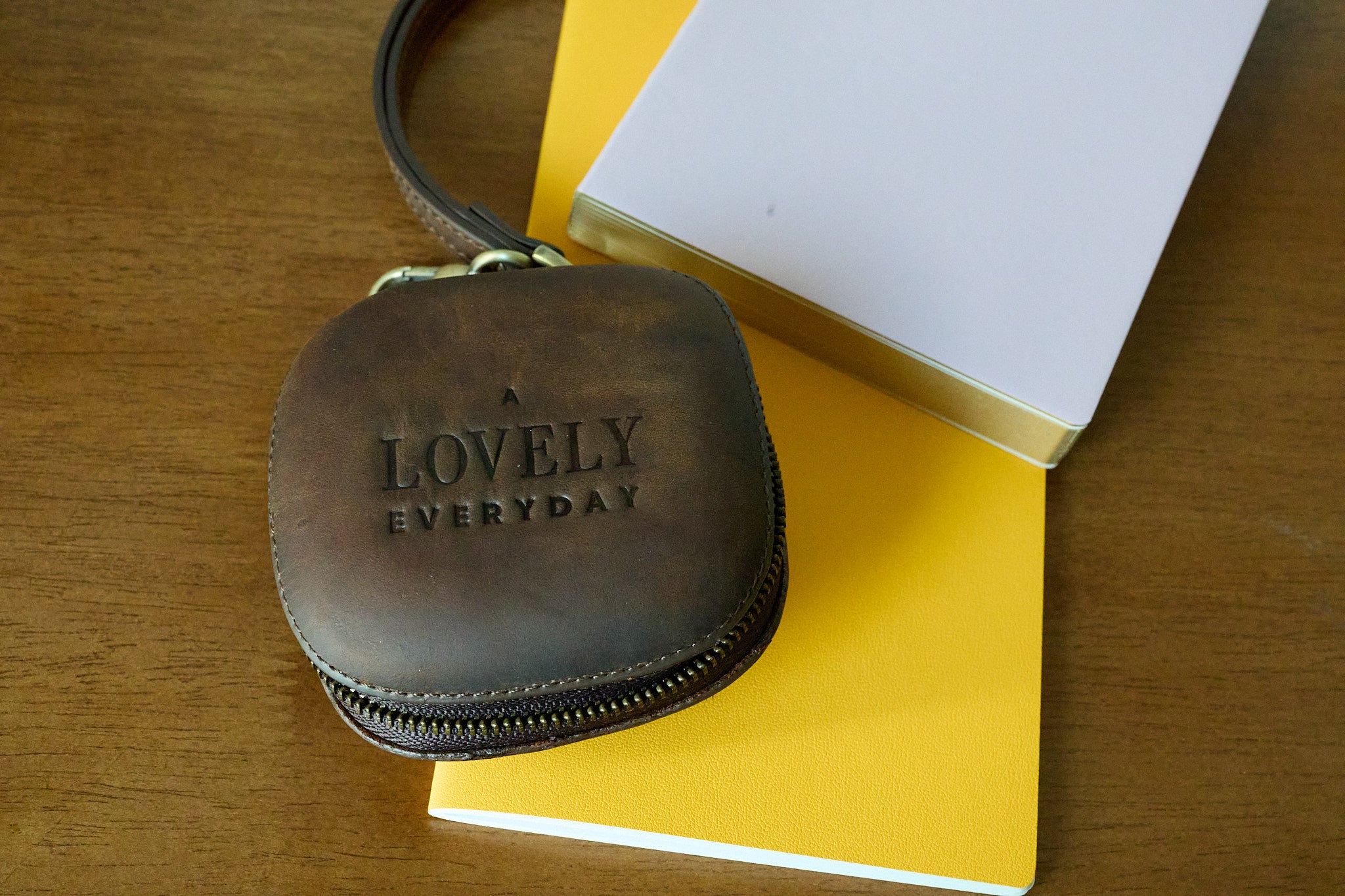 Small Square Leather Zipper Pouch Wristlet (IMPERFECT)